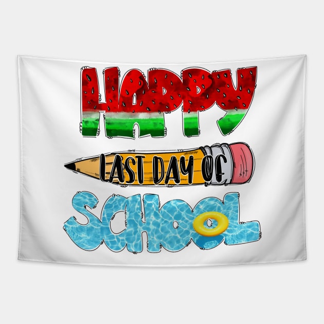 Happy last day of school, watermelon, summer, pool, teacher, kids, gift Tapestry by Sheila’s Studio