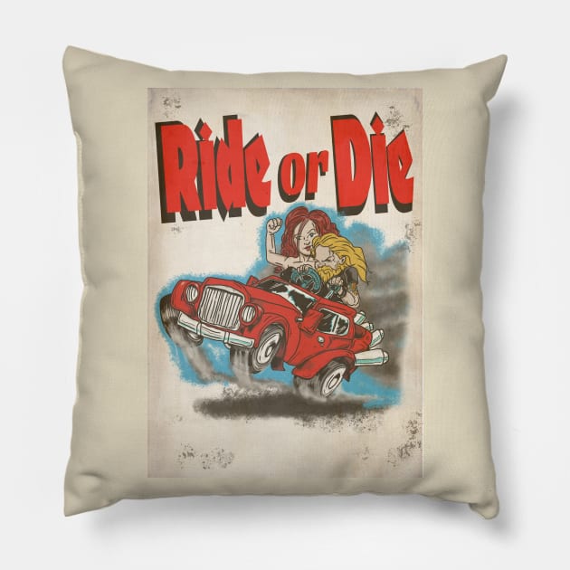 Vintage Hot Rod magazine-  Ride or Die Pillow by silentrob668