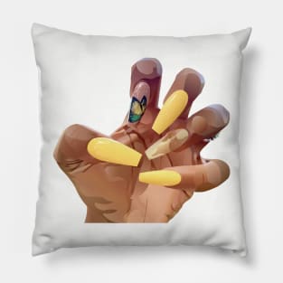 Butterfly Yellow Acrylic Nails Pillow