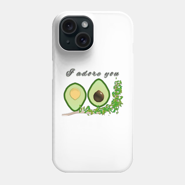 2 Avocado halves on a vine Phone Case by zinfulljourney