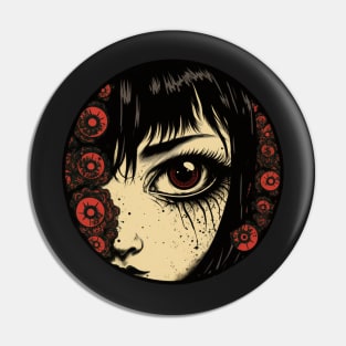 Peeking Goth Girl Pin