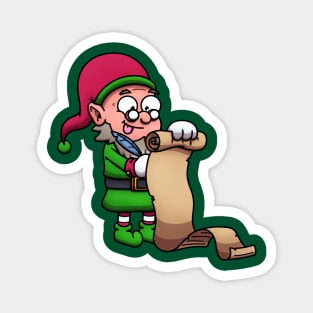 Christmas Elf Checking Christmas List Magnet