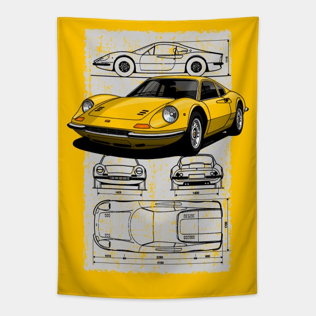 My drawing of the iconic Italian sports car Tapestry by jaagdesign