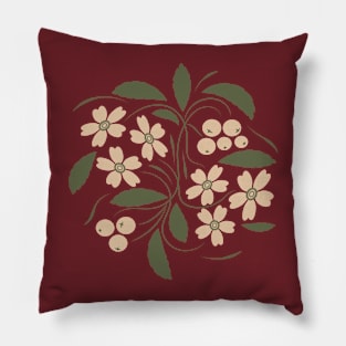 Folk flowers floral art print  Flowers abstract art Pillow