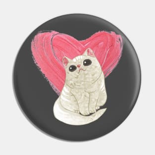 I Love My Cat Heart Design Pin