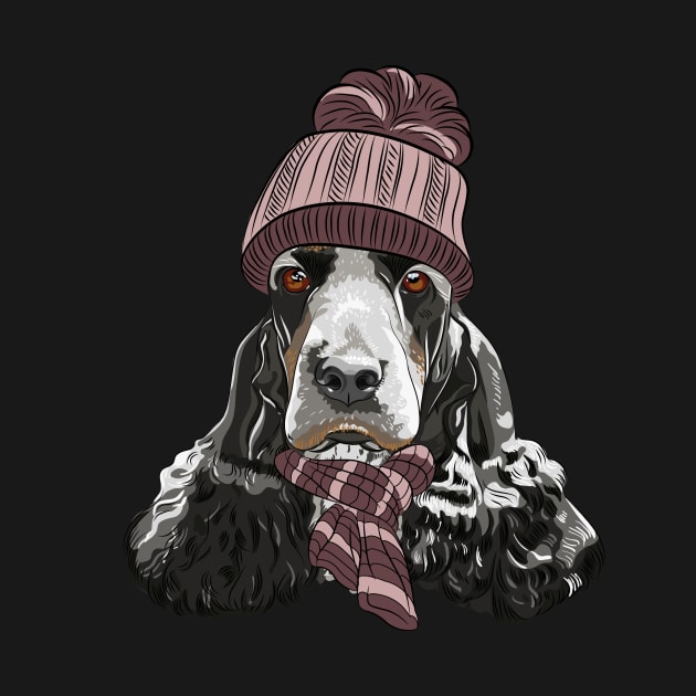 English Cocker Spaniel in winter hat by kavalenkava