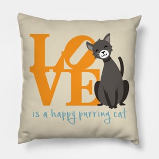 Love is a Happy Purring Cat Pillow