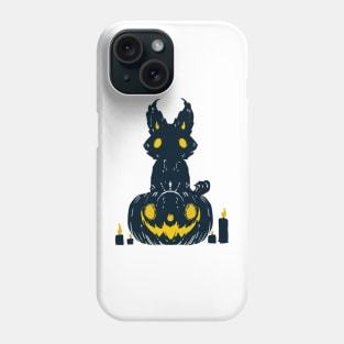 Cute and spooky creature on pumpkin halloween 2022 decoration ink drawing Phone Case