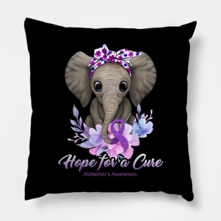 Hope for a Cure Flower Elephant Alzheimer's Awareness Pillow