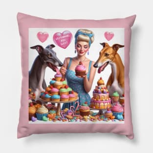 Greyhounds Are Sweet Bakery Retro Pillow