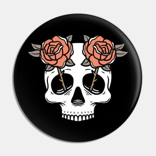 Rose Flower Skull Pin