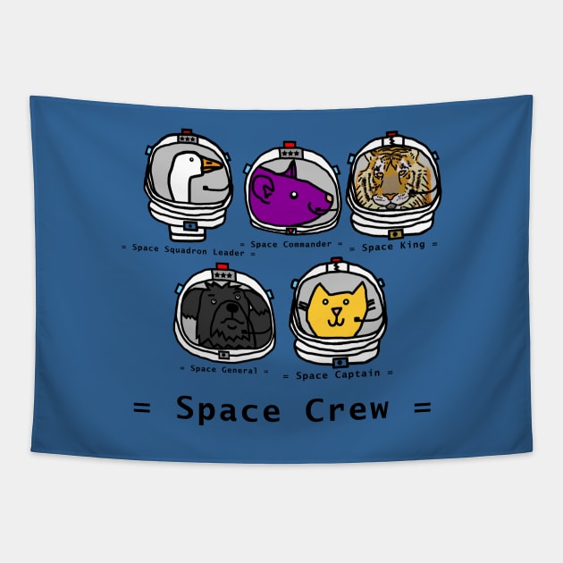 Cute Animals Space Crew 2420 with Tiger Tapestry by ellenhenryart