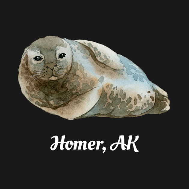 Homer AK Cute Harbor Seal Ocean Watercolor Sea Animal by twizzler3b