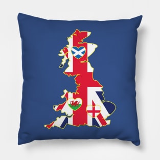 Flags Map Of Great Britain Pillow