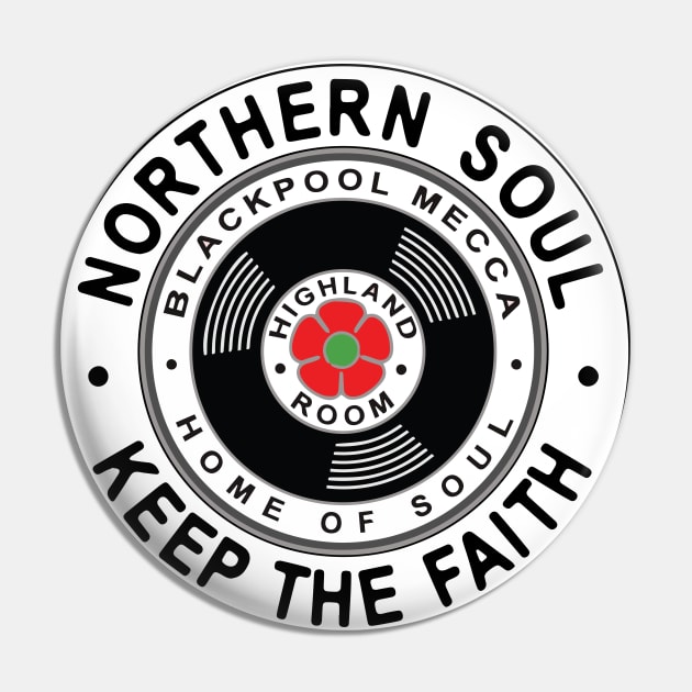 Northern Soul Badges, Blackpool Keep The Faith Pin by Surfer Dave Designs