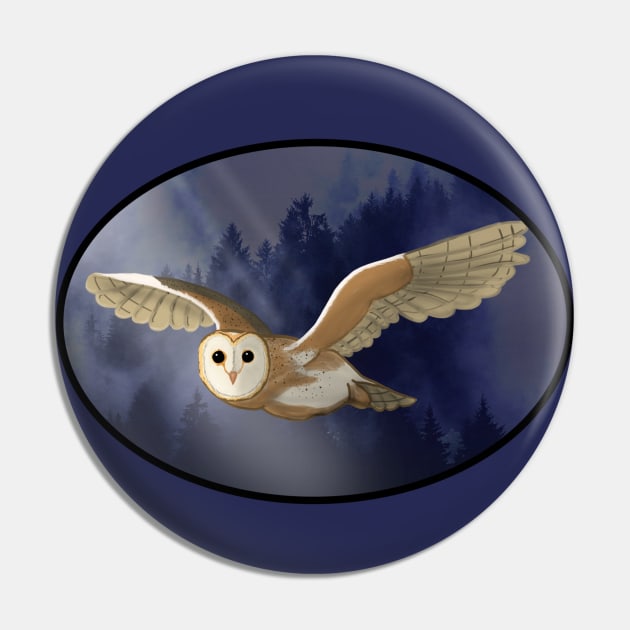 Barn Owl Oval Pin by Aeriskate