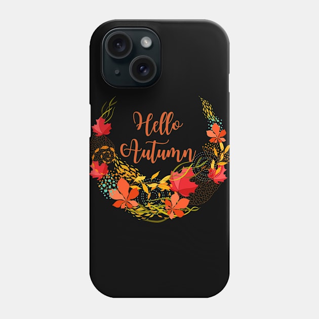 Hello Autumn Floral Leafy Fall Design Phone Case by Ken Adams Store