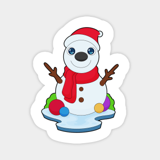 Snowman Christmas Santa hat Magnet