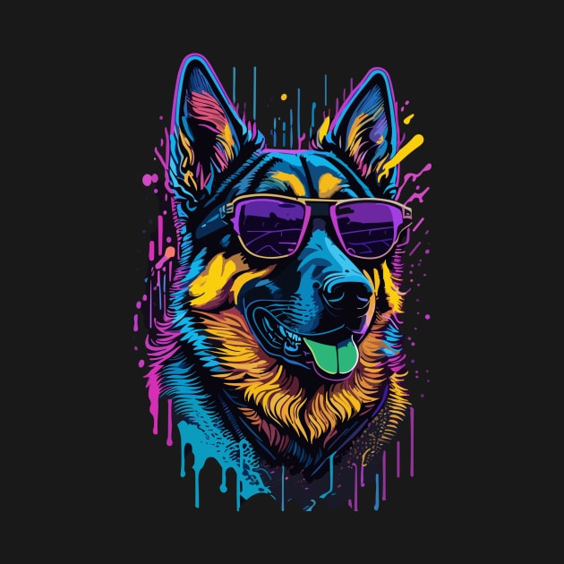 German Shepherd Dog with Sunglasses by ReaBelle