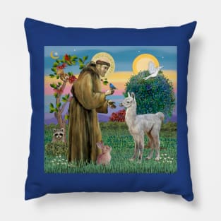 Saint Francis Blesses a Baby Llama Pillow