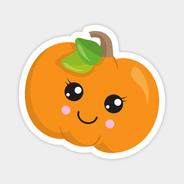 Halloween Pumpkin, Smiling Pumpkin, Trick Or Treat Magnet by Jelena Dunčević