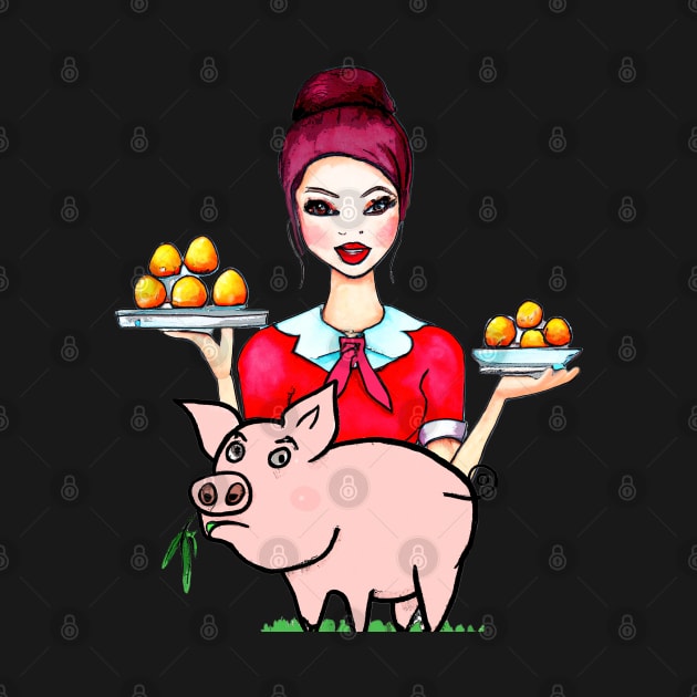 Funny Waitress Eggs and Pig by Angelic Gangster