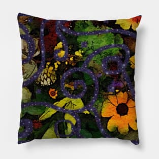 Jewel tone floral print Pillow