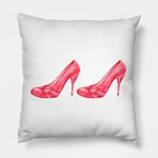 Red high heel women shoes. watercolor Pillow