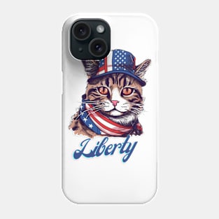 Liberty Cat, Patriotic 4th of July Design Phone Case