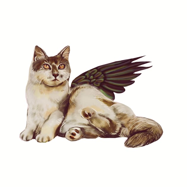 Angel Cat by minniemorrisart