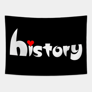 History Small Heart White Text Tapestry