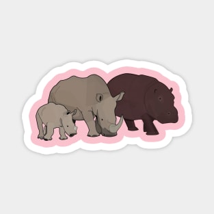 Hippopotamus and Rhinos Magnet