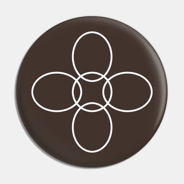 Flower Circle (White Petals on Khaki Brown) Pin by RealZeal