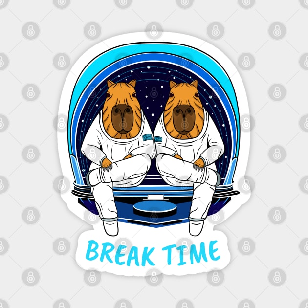 Break Time, Cute Capybara Astronauts Magnet by micho2591