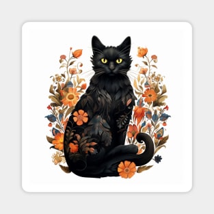 Black Cat in the Garden Magnet