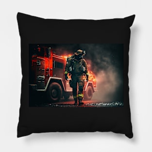 Firetruck on fire Pillow