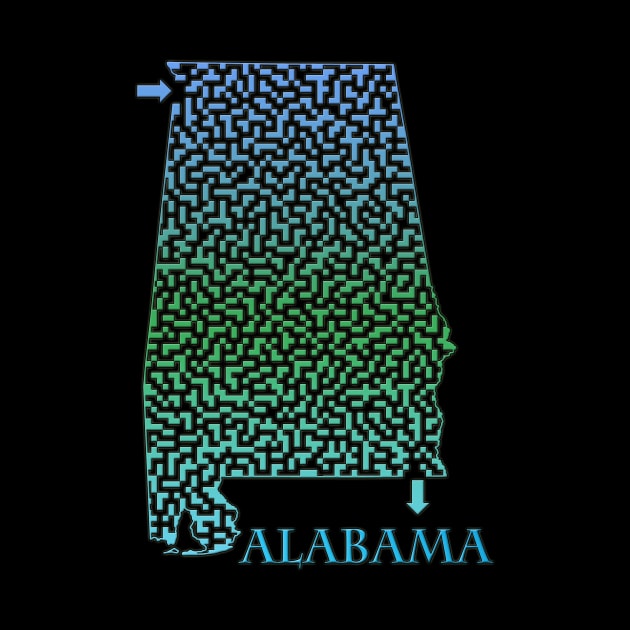 Alabama State Outline Coastal Themed Maze & Labyrinth by gorff