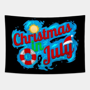 Santa Rescue Ring Logo Celebrating Christmas In July Tapestry