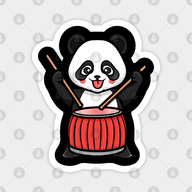 Drummer Panda Magnet by Ryuga