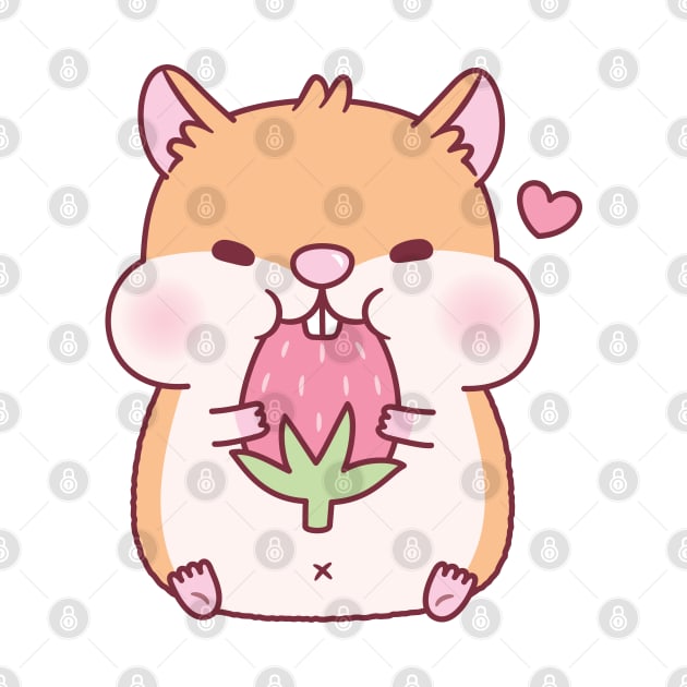 Cute Chubby Hamster Munching On Strawberry by rustydoodle