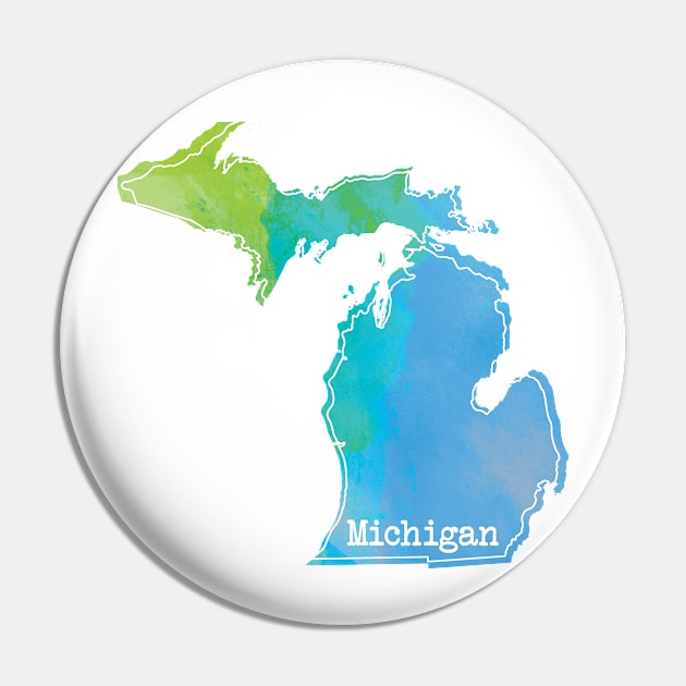 Michigan Watercolor Outline Pin by UnderwaterSky