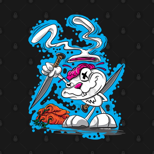 Deranged Psycho Knife wielding Killer Bunny Rabbit by eShirtLabs