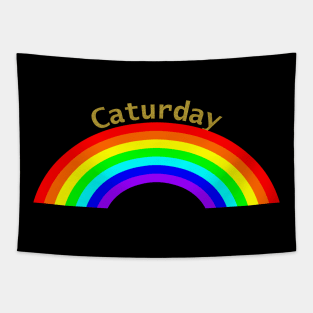 Rainbow Gold Caturday Tapestry