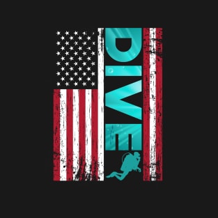 US Flag Scuba Diving T-Shirt