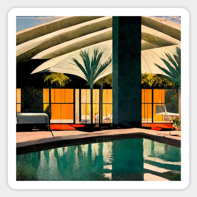 Mid Century Modern Pool - Mid Century Modern - Sticker | TeePublic
