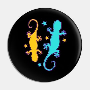 Hippie Colorful Lizards and Reptiles Pin