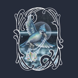 Cosmic Blue Jay with Rainbow Crystals T-Shirt