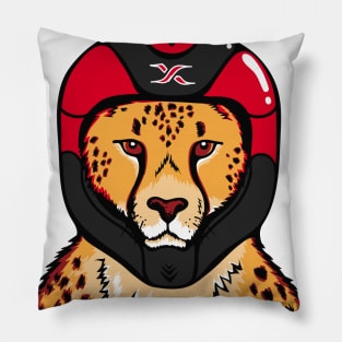 Cheetah wearing a helmet Pillow