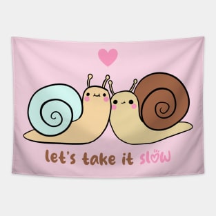 Let's take it slow a cute snail couple Tapestry