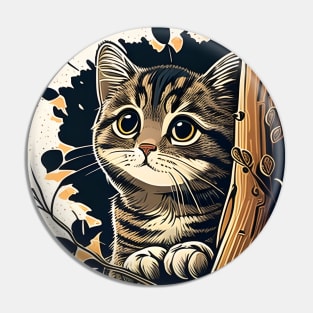 Cat Fall Autumn Leaf Tree Funny Cat Lovers Gifts Pin